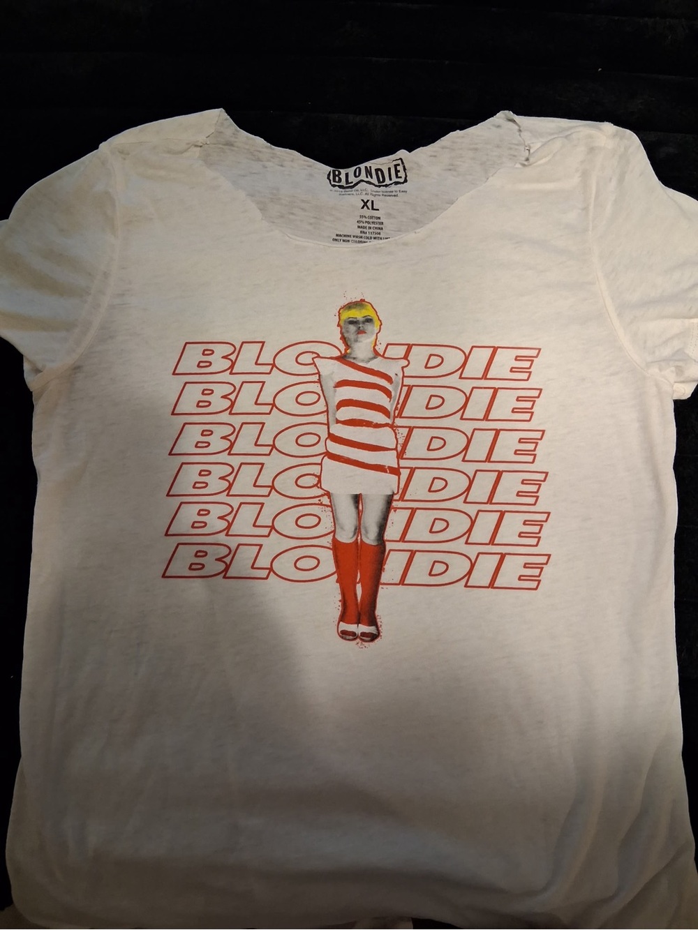 Blondie Logo Graphic Tee in White and Red